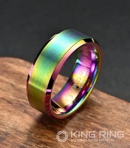 Vista 2 de King Ring Anillos de tungsteno de 4680.394 in Anillos de tungsteno con acabado mate superpulido, coloridos, diseñados en Estados Unidos