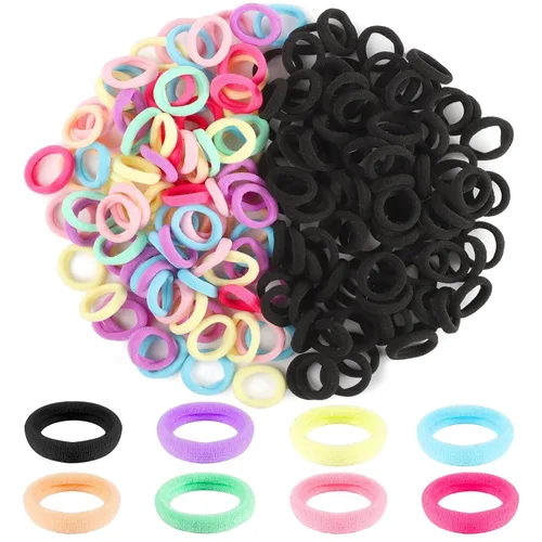 Vista 8 de 200 lazos para el pelo de bebé, bandas de algodón suave sin costuras para niñas pequeñas 1 pulgada, multicolor, suave con el cabello, fuerte