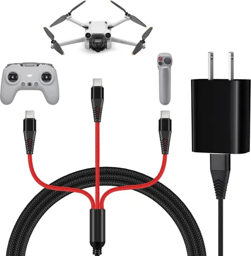 Vista 8 de Cargador para DJI Mini 4 Pro, Mini 3 Pro, Mavic 3, Air 2S Drone, con adaptador 3-in-1 3A Fast Charging Cable USB C Cord for DJI FPV Remote