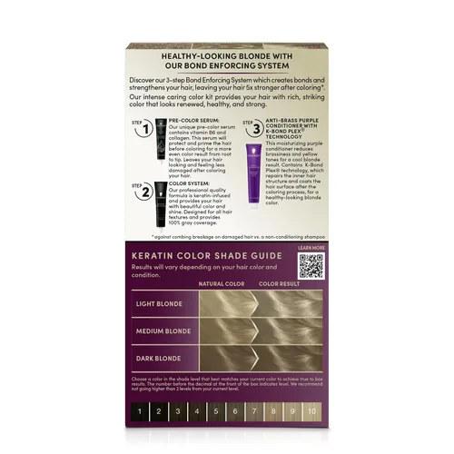 Vista 6 de Schwarzkopf Keratin - Tinte para el cabello rubio, 7.0 rubio ceniza oscuro, coloración permanente de calidad profesional, sistema de refuerzo
