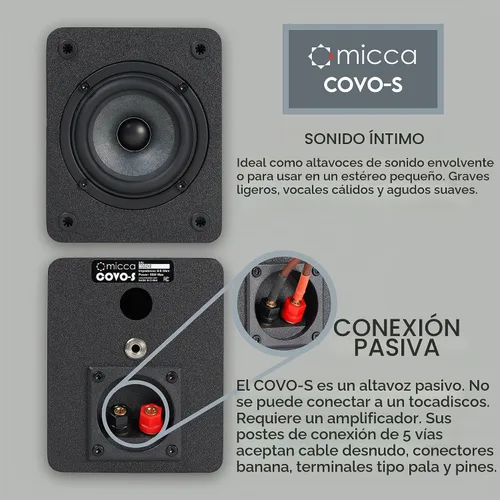 Vista 2 de Micca COVO-S Bocinas compactas de 2 vías para librero
