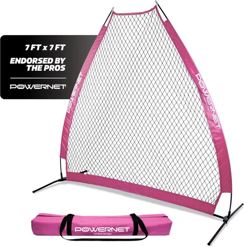 Vista 9 de PowerNet Baseball Training Equipment Baseball Net, Portable Softball Batting Practice Pitching Screen, 7-FT I-Screen or A-Frame Pitching Net Negro