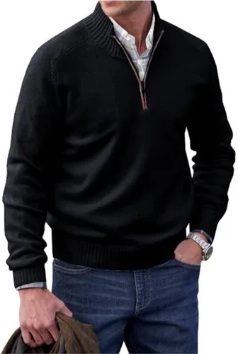 Vista 8 de Mens Polo Shirts Quarter Zip Long Sleeve Classic Casual Pullover Stand Collar Shirts