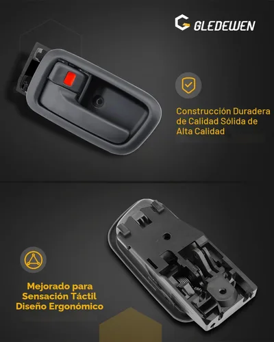 Vista 4 de Gledewen Manijas de Puerta Interior con Bisel (Par), Compatible con Toyota Tundra 2000-2006, Gris Oscuro, Conductor Delantero Izquierdo y Pasajero
