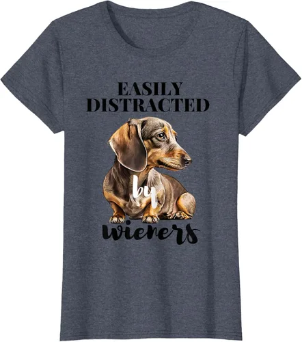 Vista 38 de Easy Distracted By Wieners Dachshund - Camiseta divertida para perro Weiner, Azul