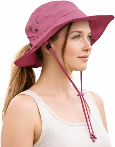 Vista 10 de TOP-EX ChicPony - Sombrero de cola de caballo para mujer, impermeable, UPF beige (0702_beige)