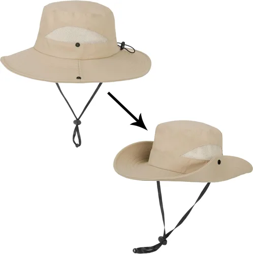 Vista 6 de Women Summer Sun Hat Outdoor Sun Protection Bucket Hat Wide Brim Beach Hat Safari Hat