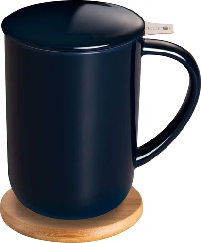 Vista 12 de CEEFU Taza de Té de Porcelana con Infusor y Tapa, Tetera con Filtro y Posavasos, Taza de Té de Hojas Sueltas Infusor Preparador, 16 OZ para Verde