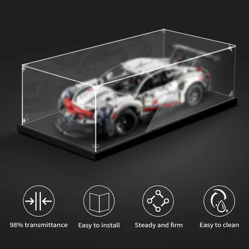 Vista 2 de Vitrina para Lego 1:8 Scale Car 42096 42172 42143 42156 42083 42115 42056 42125 76139 76956, 23.62 x 11.81 x 7.87 pulgadas 7.9 in), a prueba