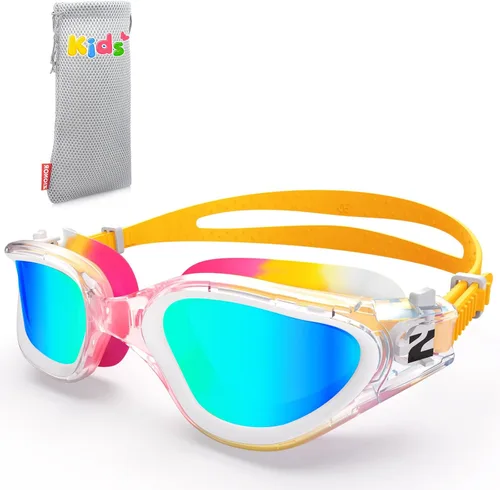 Vista 16 de ZIONOR G1MINI MIX - Gafas de natación para niños, con bloques de color, polarizados, sin fugas, antiniebla, para niños (3-14)