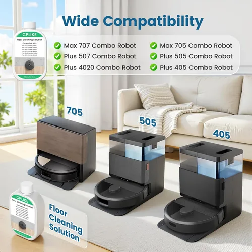 Vista 3 de CPLIKE Paquete de 4 soluciones de limpieza de suelos compatibles con robots combinados Roomba Plus 405/4020 / 505/507 Max 705/707, concentrado