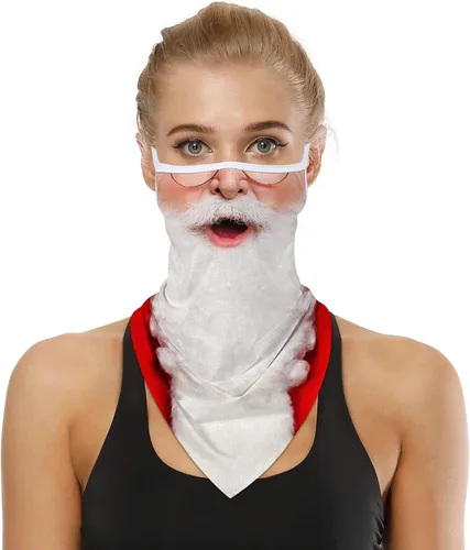 Vista 4 de GLUDEAR Máscara facial fea de Papá Noel, reutilizable, lavable, para el cuello, polaina para las orejas