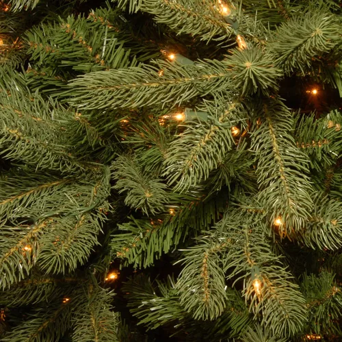 Vista 3 de National Tree (PEDD1–312–100) Douglas Árbol de navidad de tacto casi real con caída posterior y bisagras, 1000 luces claras