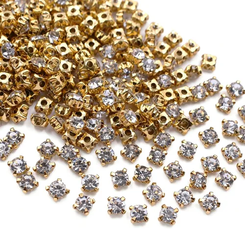 Vista 12 de Diamantes de imitación de 0.118 in a 0.394 in (0.394 in, 72 unidades) Metal Claws With Holes, Flatback, Clear Crystal Stones, Sewing Crafts Gems