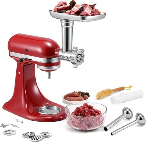 Vista 3 de Accesorios metálicos para molinillo de alimentos para batidoras KitchenAid, picadora de carne, relleno de salchichas, accesorio perfecto