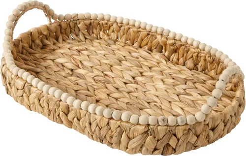 Vista 7 de Gibson Home Riverrun Grove - Organizador de utensilios tejido con 4 compartimentos, cesta de jacinto de agua trenzada a mano natural con ribete