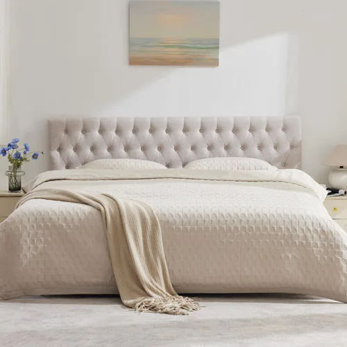 Vista 24 de Kingfun Cabecera capitonada tapizada para cama de tamaño completo con diseño moderno de botones, cabecera ajustable de madera maciza, cabeceros Rosa