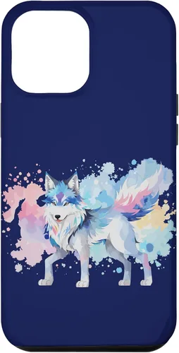 Vista 6 de Funda gráfica de lobo para iPhone 14 con diseño de lobos de anime japonés