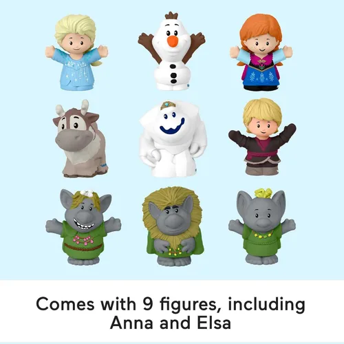 Vista 4 de Fisher-Price Little People - Juego de juguetes para niños pequeños Disney Frozen con castillo portátil, estuche de juego con figuras para juego