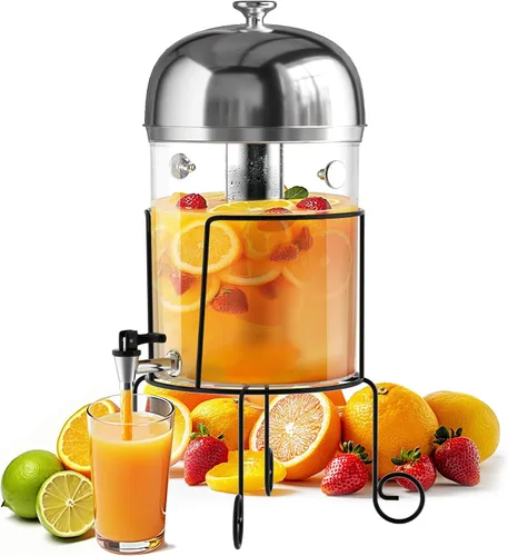 Vista 10 de WantJoin - Dispensador de bebidas con soporte, dispensador de bebidas para fiestas, dispensador de agua de acero inoxidable con núcleo de hielo