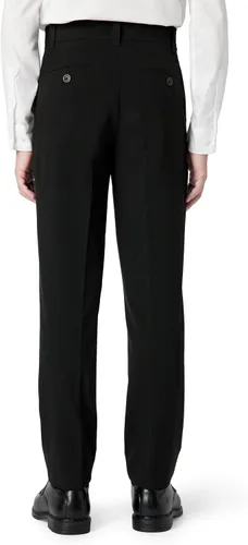 Vista 4 de Calvin Klein Pantalón de vestir bi-stretch de frente lisa para niño, ajuste recto, con presillas para cinturón y bolsillos delanteros Negro