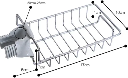 Vista 10 de Organizador de fregadero, soporte de esponja de acero inoxidable para accesorios de cocina (plateado)