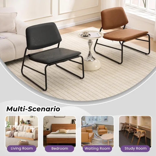 Vista 7 de DAICO Silla decorativa moderna, impermeable, sin brazos, cómodas, tapizadas, con marco de metal, para sala de estar, dormitorio, balcón, jardín