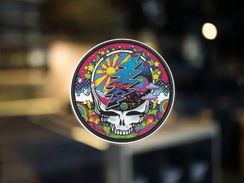 Vista 2 de Calcomanía de Grateful Dead Mod Max Steal Your Face de 4.5 x 4.5 pulgadas con 4 mini calcomanías adicionales