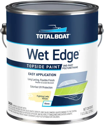 Vista 22 de TotalBoat Wet Edge Topside - Pintura marina con recubrimiento de poliuretano premium para barcos, vehículos recreativos, molduras exteriores, fibra
