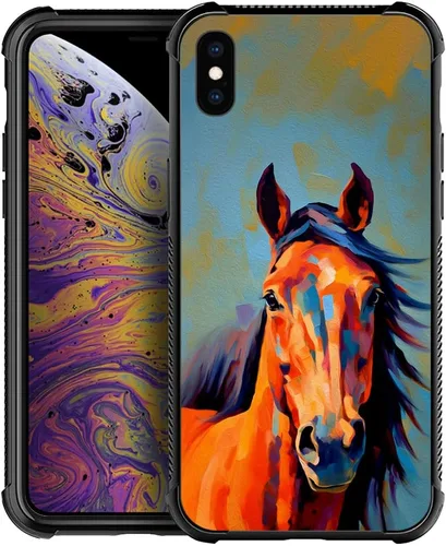 Vista 45 de CARLOCA Funda compatible con iPhone Xs, diseño gráfico a prueba de golpes, antiarañazos, protección contra caídas para iPhone X/XS Familia de jirafa