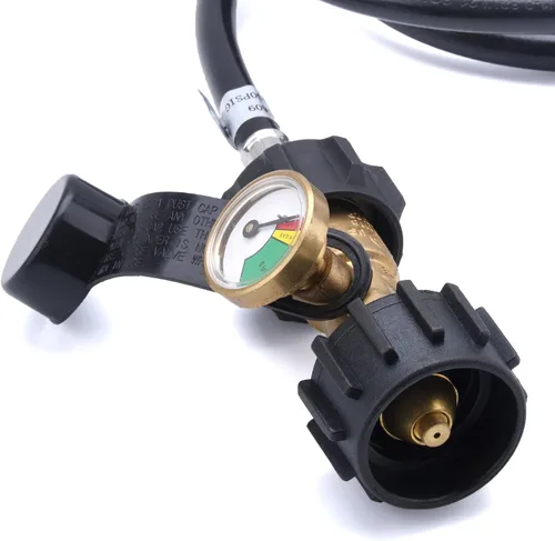 Vista 5 de GasSaf Calibre de tanque de propano y manguera adaptadora de propano de 5 pies, conecta tanque de propano de 1 libra a 20 libras, adecuado
