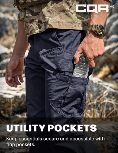 Vista 6 de CQR - Pantalones tácticos tipo cargo para hombre, tejido ripstop, resistentes al agua, ligeros, para uso diario, trabajo, senderismo o exteriores