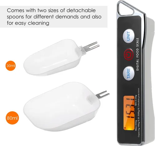 Vista 4 de Báscula de cuchara, escala digital de cuchara medidora electrónica, báscula de cuchara de cocina para el hogar, báscula de alimentos con función