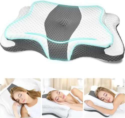 Vista 10 de CHxxy Memory Foam Pillows, Cervical Pillow for Neck and Shoulder Pain Relief, Ergonomic Contour Bed Pillow, Soft for Side Sleep Stomach Sleeping and
