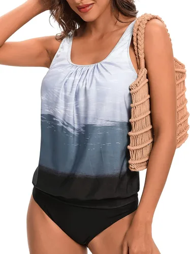 Vista 6 de BIKINX - Trajes de baño tankini de 2 piezas para mujeres, talla extragrande, con control de abdomen