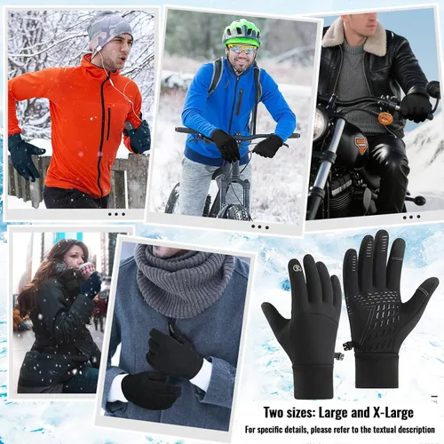 Vista 6 de Guantes de invierno para hombres y mujeres, guantes de correr ligeros y cálidos para pantalla táctil, guantes térmicos de punto