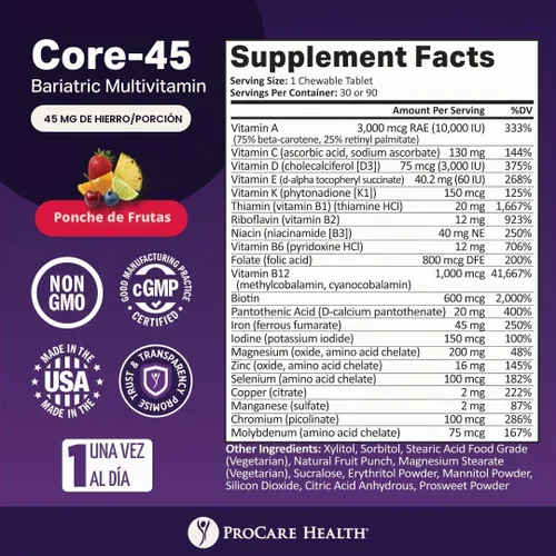 Vista 2 de ProCare Health Multivitamínico bariátrico una vez al día