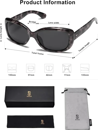 Vista 6 de SOJOS Vintage Square Sunglasses for Women Polarized UV Protection Havana Frame SJ2111
