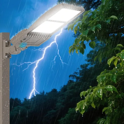 Vista 19 de BBESTLED 400W/320W/240W luces LED para estacionamiento con brazo y montaje deslizante, iluminación exterior del atardecer al amanecer, luz
