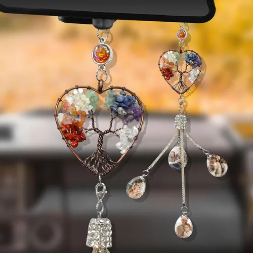 Vista 9 de Dijes colgantes de cristal personalizados para automóvil con fotos y textos personalizados Adorno colgante de espejo retrovisor Colgante de foto