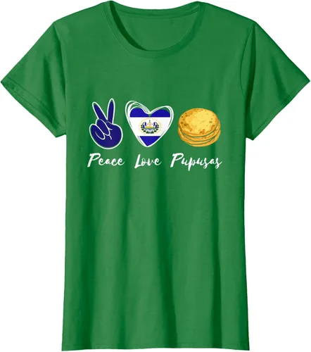 Vista 43 de Pupusas Lover Love Peace El Salvadaor Camiseta Comida Salvadoreña