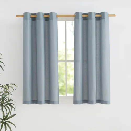 Vista 17 de NICETOWN - Cortinas de lino angora para ventana de cocina sobre el fregadero, con ojales, lino grueso angora, tratamientos cortos para ventanas