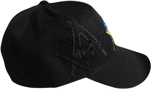 Vista 6 de Mason Masonic Black & Black Shadow Dark Blue Emblem Cotton Adjustable Embroidered Cap Hat