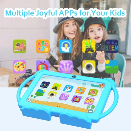 Vista 3 de Tablet Android 14 para niños, tablet de 7 pulgadas para niños, tablet para niños de 4 GB RAM 32 GB ROM con estuche, procesador Quad-core, pantalla