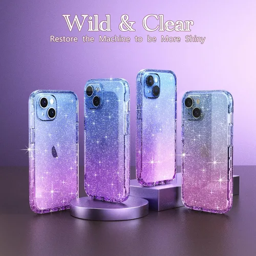 Vista 7 de IDweel Funda para iPhone 15 con protector de pantalla (vidrio templado), híbrida 2 en 1, a prueba de golpes, suave, delgada, transparente