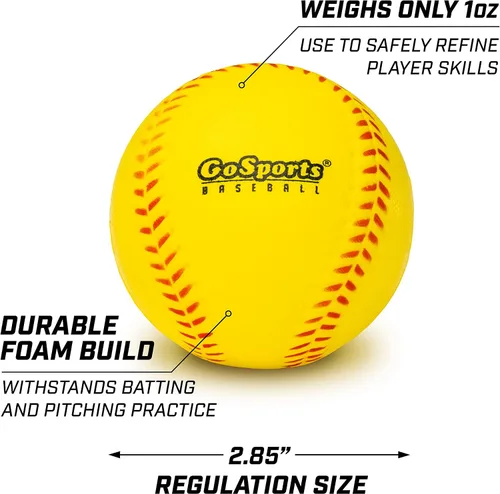 Vista 3 de GoSports Foam Training Baseball 12 Pack - Regulation Size Foam Baseballs for Soft & Safe Throwing, Catching and Batting Practice