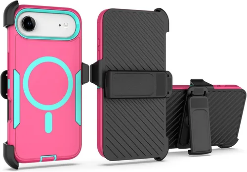 Vista 32 de Funda diseñada para iPhone 16 Pro, magnética, doble protección, resistente y duradera, compatible con MagSafe, clip trasero desmontable, a prueba