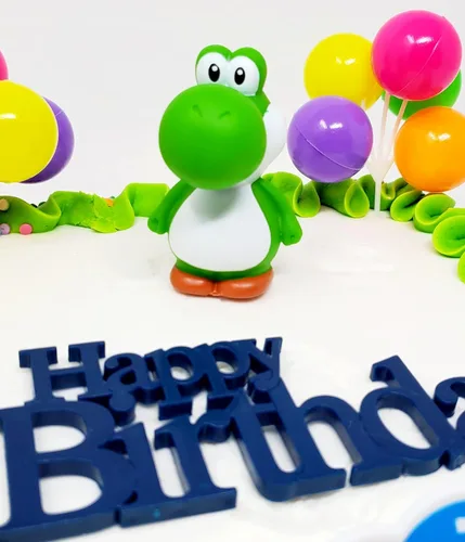 Vista 2 de Mario Brothers Yoshi - Juego de decoración para tarta de cumpleaños (diseño único)