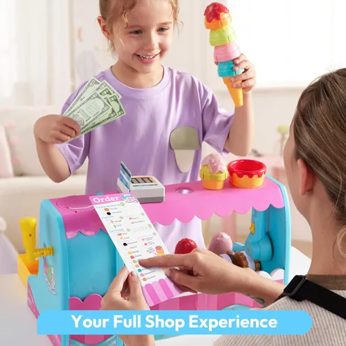 Vista 7 de lalalark Juguete para hacer helados, haz tu propio juego de helado, juego de juguetes de comida para jugar, juguete de cocina para niños, regalos