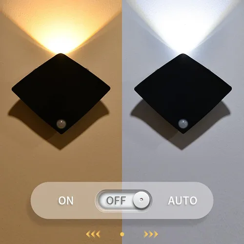 Vista 6 de Luz de pared con sensor LED, lámpara de pared LED recargable inalámbrica con detector de movimiento, luces de gabinete, lámparas de noche